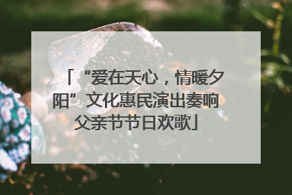 “爱在天心，情暖夕阳”文化惠民演出奏响父亲节节日欢歌
