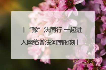 “豫”法同行 一起进入网络普法河南时刻