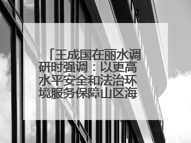 王成国在丽水调研时强调：以更高水平安全和法治环境服务保障山区海岛县高质量发展