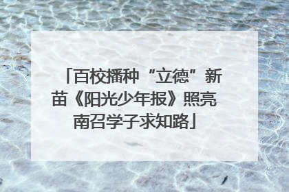 百校播种“立德”新苗《阳光少年报》照亮南召学子求知路