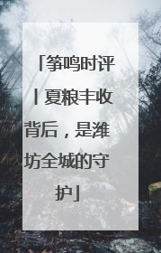 筝鸣时评丨夏粮丰收背后，是潍坊全城的守护