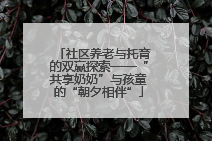 社区养老与托育的双赢探索——“共享奶奶”与孩童的“朝夕相伴”