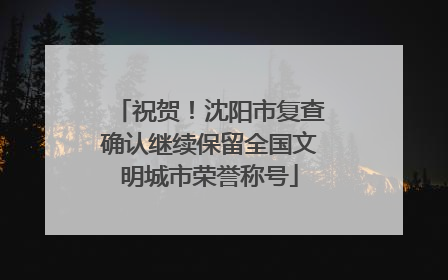 祝贺！沈阳市复查确认继续保留全国文明城市荣誉称号