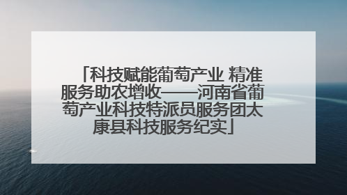 科技赋能葡萄产业 精准服务助农增收——河南省葡萄产业科技特派员服务团太康县科技服务纪实