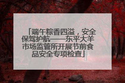 端午粽香四溢，安全保驾护航——东平大羊市场监管所开展节前食品安全专项检查