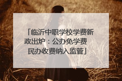 临沂中职学校学费新政出炉：公办免学费 民办收费纳入监管