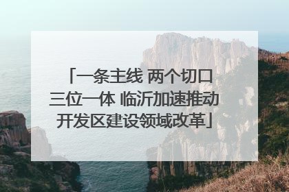 一条主线 两个切口 三位一体 临沂加速推动开发区建设领域改革