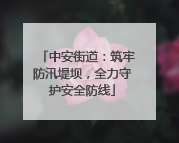 中安街道：筑牢防汛堤坝，全力守护安全防线