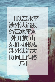 以高水平涉外法治服务高水平对外开放 山东推动形成涉外法治大协同工作格局
