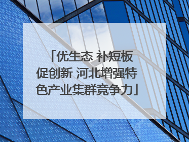 优生态 补短板 促创新 河北增强特色产业集群竞争力
