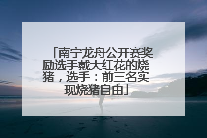 南宁龙舟公开赛奖励选手戴大红花的烧猪，选手：前三名实现烧猪自由