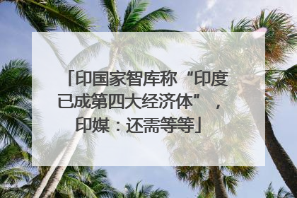 印国家智库称“印度已成第四大经济体”，印媒：还需等等