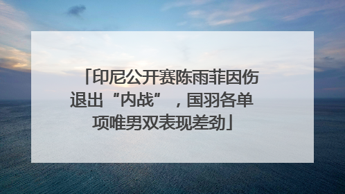 印尼公开赛陈雨菲因伤退出“内战”，国羽各单项唯男双表现差劲