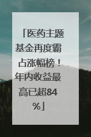 医药主题基金再度霸占涨幅榜！年内收益最高已超84%