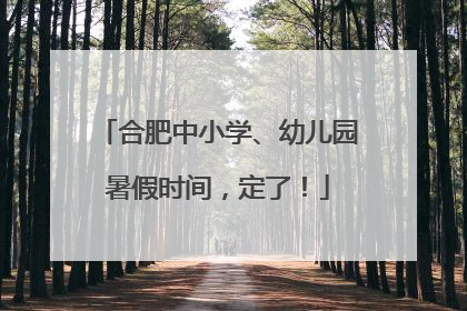 合肥中小学、幼儿园暑假时间，定了！