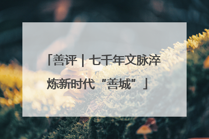 善评｜七千年文脉淬炼新时代“善城”