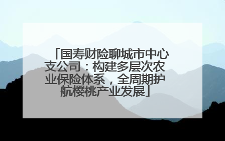 国寿财险聊城市中心支公司：构建多层次农业保险体系，全周期护航樱桃产业发展