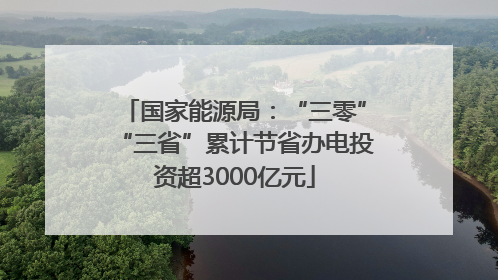 国家能源局：“三零”“三省”累计节省办电投资超3000亿元