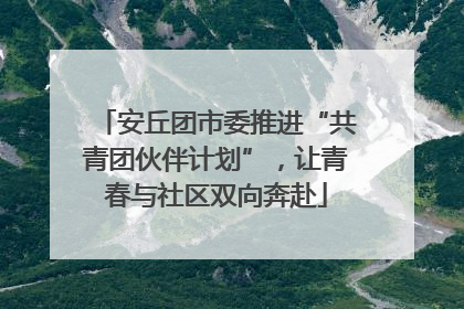 安丘团市委推进“共青团伙伴计划”，让青春与社区双向奔赴