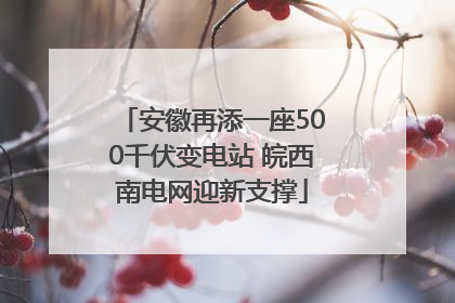 安徽再添一座500千伏变电站 皖西南电网迎新支撑