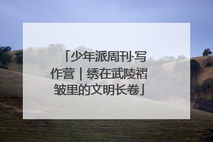少年派周刊·写作营｜绣在武陵褶皱里的文明长卷