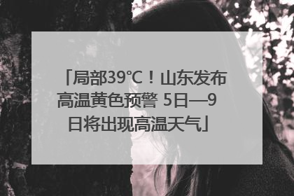 局部39℃！山东发布高温黄色预警 5日—9日将出现高温天气
