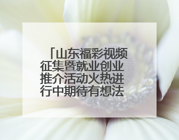 山东福彩视频征集暨就业创业推介活动火热进行中期待有想法的你！