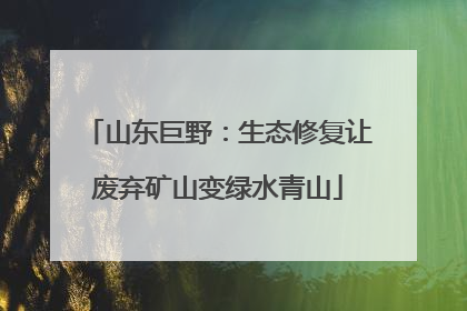 山东巨野：生态修复让废弃矿山变绿水青山