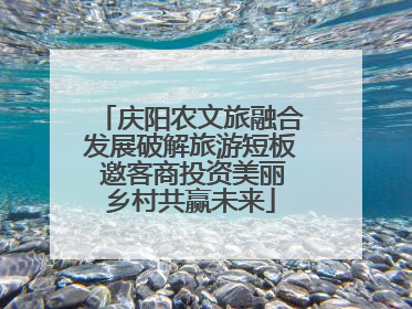 庆阳农文旅融合发展破解旅游短板 邀客商投资美丽乡村共赢未来