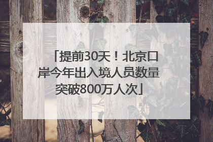 提前30天！北京口岸今年出入境人员数量突破800万人次