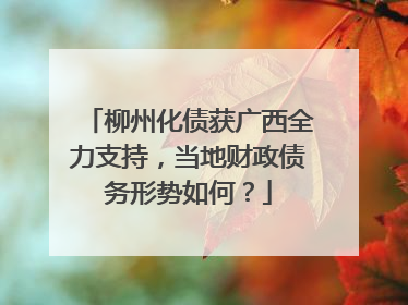 柳州化债获广西全力支持，当地财政债务形势如何？