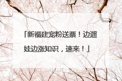 新福建宠粉送票！边遛娃边涨知识，速来！