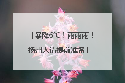 暴降6℃！雨雨雨！扬州人请提前准备