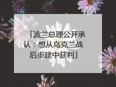波兰总理公开承认：想从乌克兰战后重建中获利