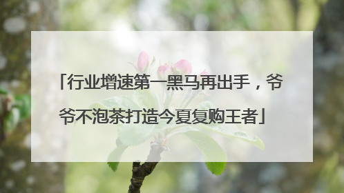 行业增速第一黑马再出手，爷爷不泡茶打造今夏复购王者