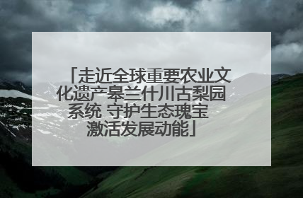 走近全球重要农业文化遗产皋兰什川古梨园系统 守护生态瑰宝 激活发展动能