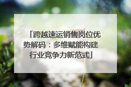 跨越速运销售岗位优势解码：多维赋能构建行业竞争力新范式