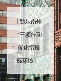 黔东南州“三项行动”优化招投标环境
