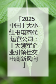 2025中国十大小红书电商代运营公司：十大领军企业引领社交电商新风向